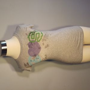 PINK XS TSHIRT GREY Peace, Love, Money print